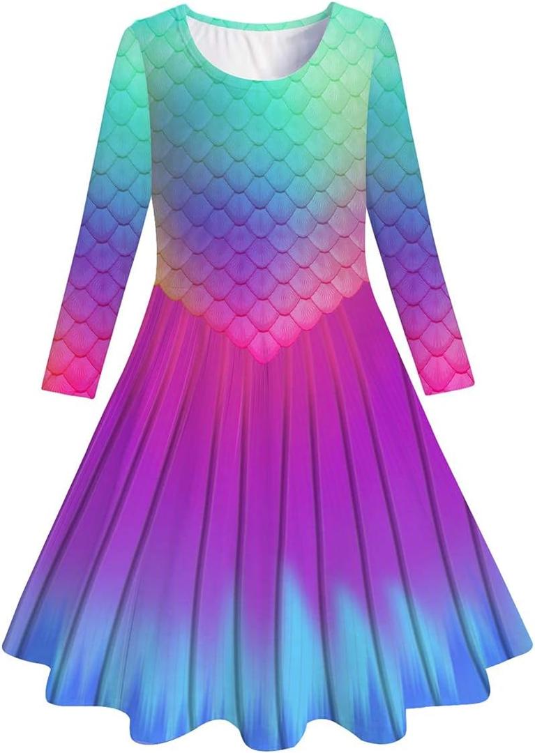 Funnycokid Girls Dress Size 5 Long Sleeve Kids Clothes