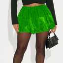 Women Sequin Sparkly Mini Skirt with Shorts Underneath for Concert Festival Rave Outfit Nye Costume (Medium, Green)