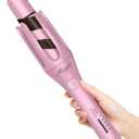 Automatic Curling Iron 1.25 Inch, 2-Way Auto Rotating, Hair Curler for Beach Waves Curling Wand, 4 Temperatures, Fast Heating Ceramic Coating, Anti-Tangle, Anti-Scald, Auto Shut-Off (Pink)