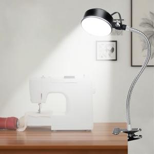 20W Clip on Light, LED Work Light with Flexible Gooseneck and Clip Base, Shop Tool Lamp for Lathe, Work Bench, Sewing Machine, Industrial Lighting, Small Areas Bright Lights, 2000 Lumens (Silver)