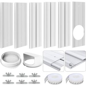 2025 New Sliding Door Air Conditioner Kit, Portable Air Conditioner Window Vent Kit for 5.0"/5.9 Exhaust Hose, Seamless AC Vent Seal Kit with 6 Upgraded Plates for A/C Unit Sliding Door/Window Vent