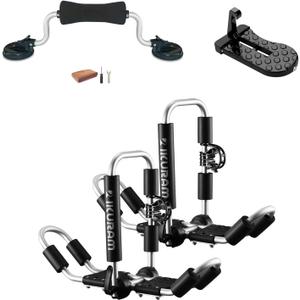 Kayak Roof Rack, Aluminum Kayak Carrier Folding J-Style Universal 4-in-1 Multifunction with Kayak Roller and Car Door Step for Canoe, SUP, Kayaks, Surfboard Rooftop Mount on SUV Car Truck Crossbars