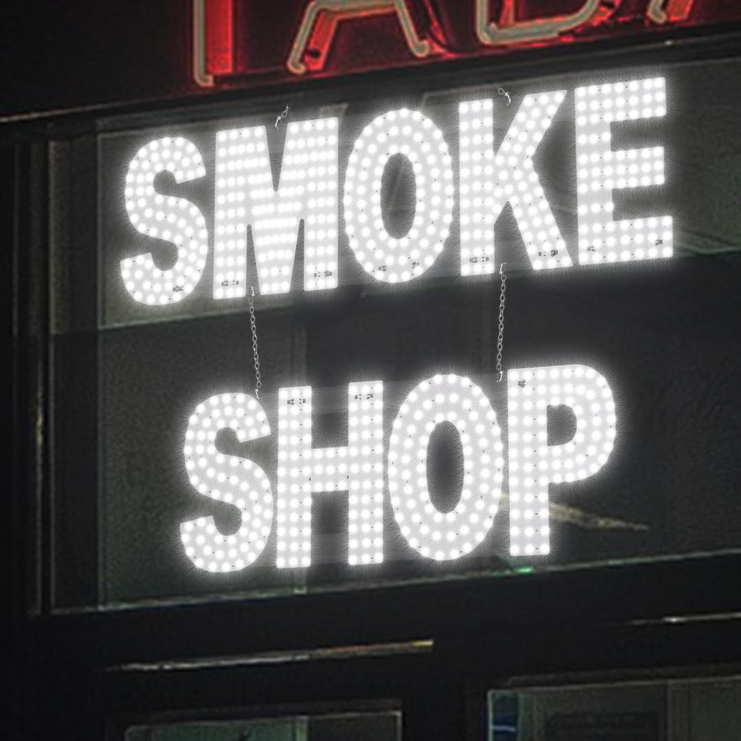 LED SMOKE SHOP Sign for Business,30"x20" Smoke Shop Vape Store Sign with Remote Control & Hanging Installation Bright Led for Window Wall Door
