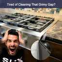 Stove Gap Covers Stainless Steel, Retractable Stove & Counter Gap Filler (13.8''27.5''), Width 1'', Heat Resistant Metal Guard Between Stove and Countertop, Black