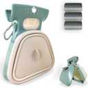 Pooper Scooper, Portable and Handheld Size for Walking Large and Small Dogs Outside Yard or Travel Outdoors, Pup Poop Scoop with Container and 30pcs Pet Waste Bag Attachment (Clover Green)