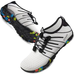 SIMARI Water Shoes for Women Men - Barefoot Quick-Dry Aqua Socks | Lightweight Swim Shoes for Surfing, Swimming, Beach Sports, Kayaking, Diving | Non-Slip Design (1e-white)