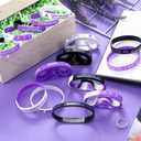 200 Pcs Domestic Violence Awareness Silicone Bracelets Bulk Purple Ribbon Awareness Bracelets Motivational Rubber Bracelet for Men Women Charity Events