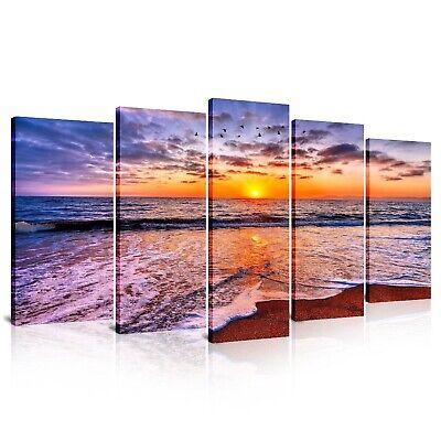 SATINO 5 Pieces Modern Large Canvas Coastal Wall Art Sun Rays Bursting Forth 
