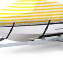 Waterproof Boat Cover, Fits 16-18.5ft V-Hull Tri-Hull, Bass, Fish & Ski, Runabout Boats - 600D Heavy Duty Canvas Stripe (16'-18.5' Long (Beam Width up to 94"), Yellow and White)