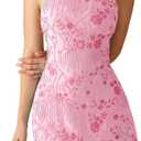 EHSUYAB Women 2000S Beaded Mini Dress Backless,Sparkly Sequin Rhinestone Floral Embellished Dresses,Homecoming Cocktail Party, XL