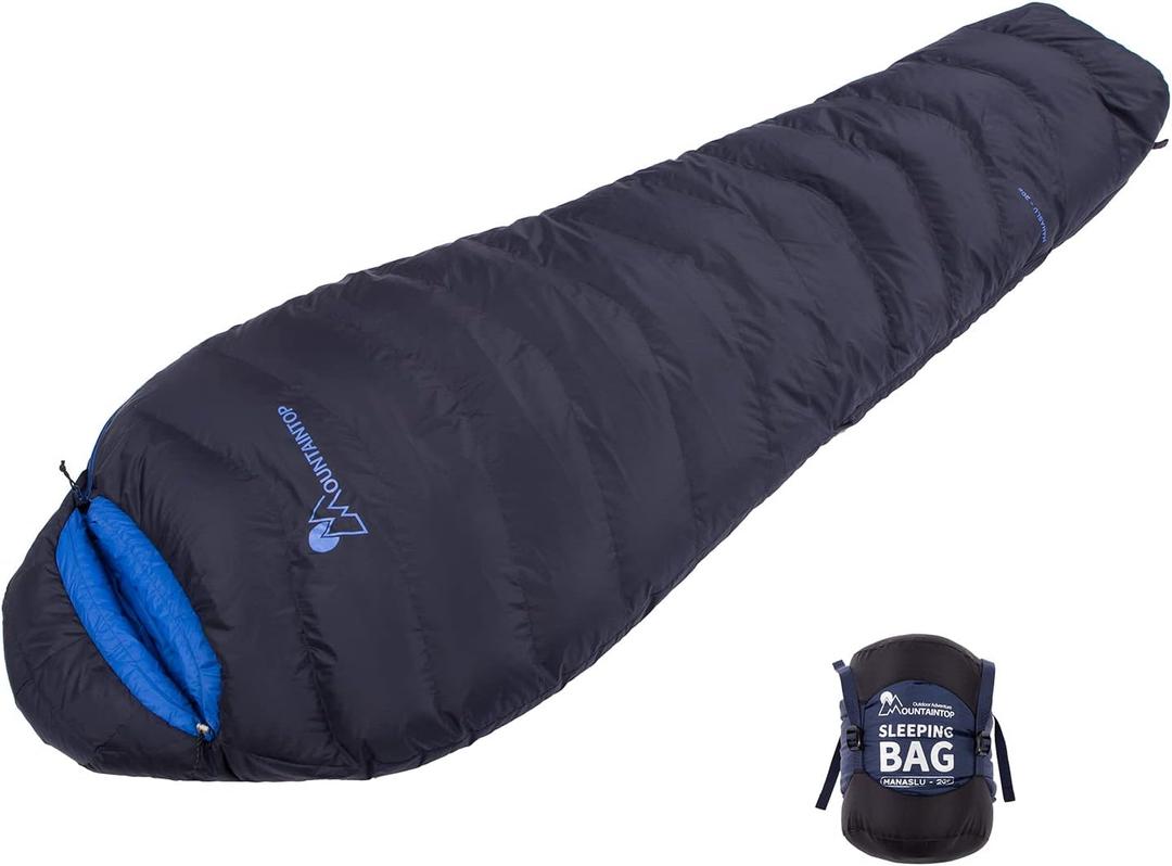 Mountaintop Ultralight Mummy Down Sleeping Bag 650 Fill Power Duck Down Suits for 32 Degree F for Camping Hiking Backpacking, 210 cm x 84 cm