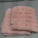 MANDIOO Pack of 2 Decorative Throw Pillow Covers Faux Fur Striped Plush Soft Cushion Covers Pillow Cases Bedroom Living Room Sofa Home 16x16 Inch Pink