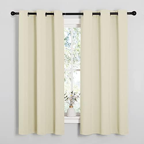 NICETOWN Kitchen Curtains for Decoration, Thermal Insulated Grommet Room Darkening Draperies/Panels for Laundry (Beige, 2 Panels, W42 x L63 inches)