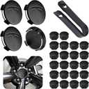 4 Pack Car Wheel Center Hub Cap Kit with 22 Lug Nut Covers, 2.2 in (56mm) Wheel Rim Covers Center Hubcaps with Emblem for Model 3 / Y, Matt Black Gray & Silver Exterior Decoration for Tesla