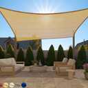 GORILLA GRIP Heavy Duty Sun Shade, UV Protection Fade Tear and Rust Resistant Rectangle Sunshade Canopy, Curved Edges Blocks Sunlight, Breathable Sail, Outdoor Patio, Lawn Garden, 8x12 FT Sand