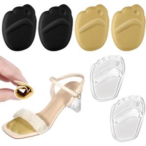 6 Pairs Forefoot Cushion Inserts for Women Shoes, Metatarsal Pads, High Heels Non-Slip Comfort Pads Anti Sliding Foot Pad for Open Toe Shoe Forefoot Pad, Women Shoes Too Big