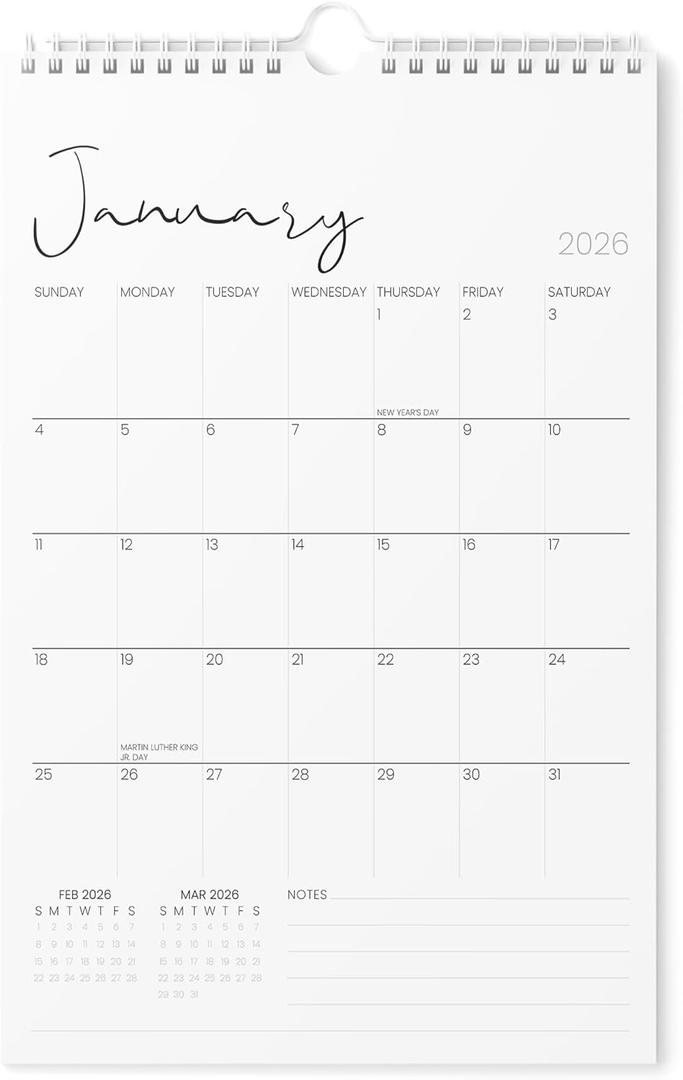 Karto Wall Calendar 2026 - Vertical 11x17 inch January 2026 to June 2027 - Boost Your Productivity and Easy Planning with the Aesthetic Monthly Calendar - Cursive (Large)