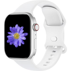 Sport Bands Compatible with Apple Watch 42mm 44mm 45mm 46mm 41mm 38mm 40mm 49mm for Women Men, Soft Silicone Strap for iWatch Wristband Series Ultra SE 11 10 9 8 7 6 5 4 3 2 1