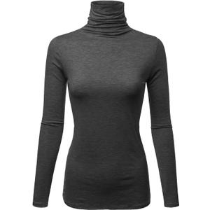 Womens Premium Long Sleeve Turtleneck Lightweight Pullover Top Sweater (3X) (Cllt002-charcoal)