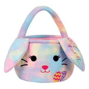 Easter Baskets for Kids,Plush Egg Hunting Easter Buckets with Handle Folded Ears, Gifts Boys Girls (Multi)