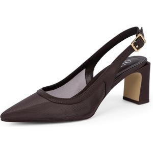 QIY Womens Pumps Pointed Closed Toe Chunky Heel Slingback Heels for Women, Size 9