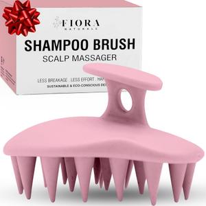 Fiora Naturals Scalp Massager Shampoo Brush - Silicon Scalp Scrubber & Exfoliator for Dandruff Removal and Hair Growth, Brush for Wet & Dry Hair, for Men, Women, Kids - BPA Free (Blush)
