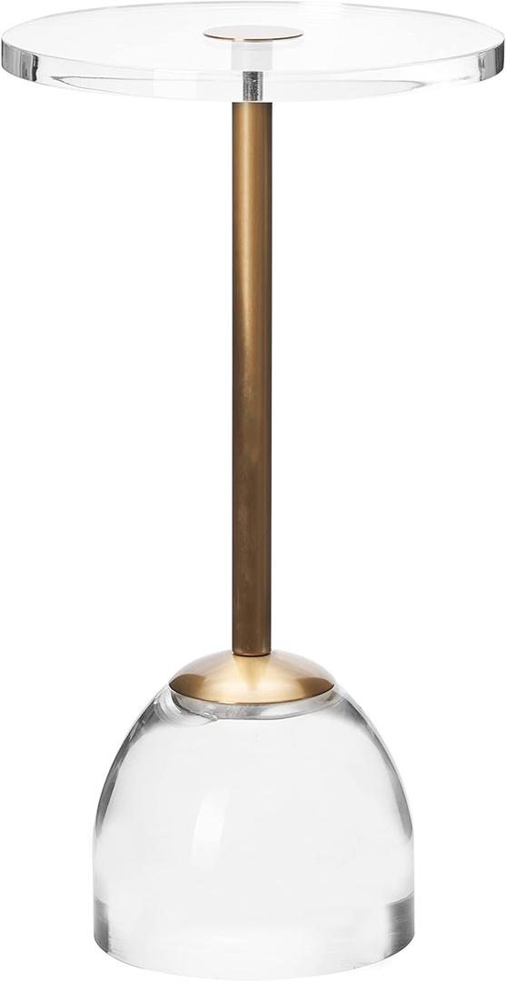 Clear Acrylic End Table,Brushed Brass Metal,Side Table for Office,Nightstand for Living Room and Bedroom,Easy Assembly,12x12 inch21.3 inch high