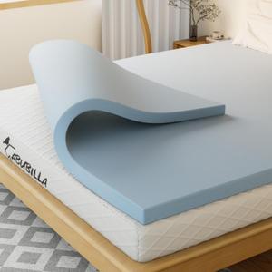 Twin Mattress Topper,2 Inch Twin Size Memory Foam Mattress Topper,Cooling Gel Soft Mattress Relieves Back Pain,CertiPUR-US Certified,Light Blue