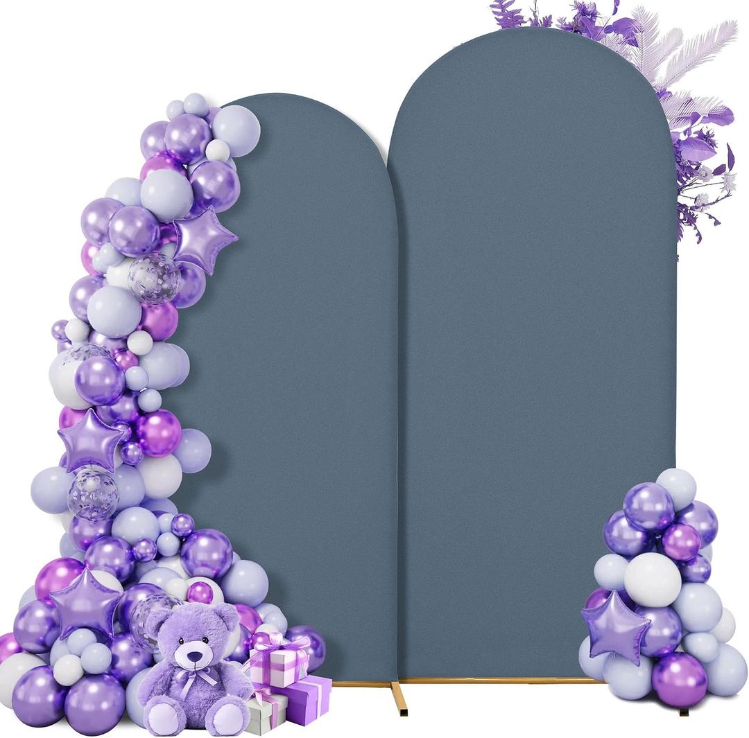 Wedding Arch Cover Spandex Arch Backdrop Cover 7.2FT,6FT Set of 2 Arch Stand Cover Arch Covers Stretchy Backdrop for Wedding Birthday Party Decoration Baby Shower Banquet (Dusty Blue)