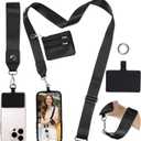FUVLIFE Phone Lanyard Crossbody Wrist Strap, Adjustable Clip and Go Strap for Phone with Wallet Crossbody, Phone Strap with Zippered Pouch, Universal Hands-Free for All Cell Phone