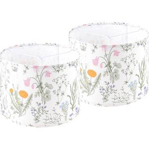 Lamp Shade Set of 2 For Table Lamps, 13" Top x 13" Bottom x 10" High(Spider), Printing Floral Leaf Modern Lampshades For Bedroom, Living Room Lamps Replacement Shades, Assembly Required, By GO&SO
