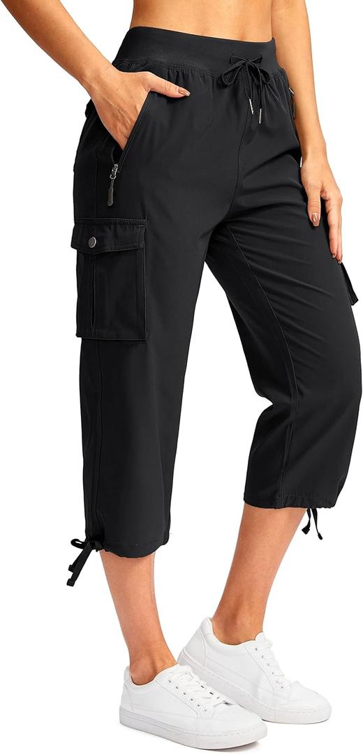 Soothfeel Women's Cargo Capris Pants with 6 Pockets Lightweight Quick Dry Travel Hiking Summer Pants for Women Casual,Large