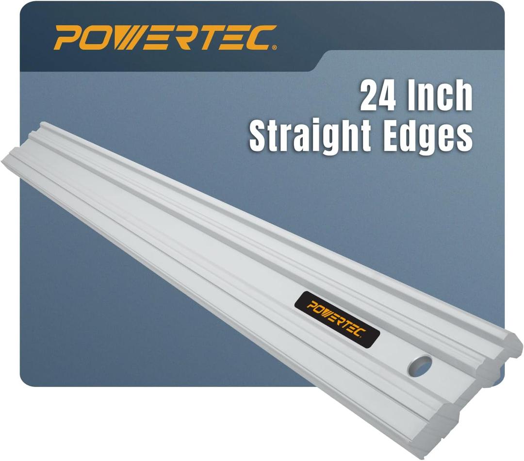 POWERTEC 24 Inch Aluminum Straight Edge  Precision Machinist Tool, .001" Tolerance, Solid One-Piece Construction  for Woodworking, Automotive, Machine Setup, and Surface Flatness Checks (72330)