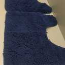 OLANLY Toilet Rugs U-Shaped 24x20, Extra Soft Absorbent Chenille Contour Bathroom Rugs for Toilet, Dry Quickly, Machine Washable, Non-Slip Bath Mat, Navy