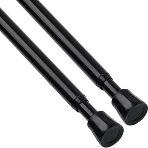 TYRON 2Pcs Spring Tension Curtain Rod 28 to 40 Inch, Black, Adjustable Small Tension Rods, Window Curtain Rod No Drilling