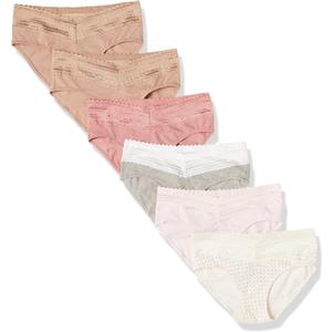 Warner's Women's Blissful Benefits Dig-Free Comfort Waist with Lace Cotton Hipster 6-Pack Ru2266w (Medium, Pale Pink/Light Gray Heather/Sunset Blush/Toasted Almond/ Bodytone Polka Dot/ Toasted Almond)