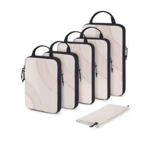 BAGSMART Compression Packing Cubes, 6 Set/4 Set/2 Set Travel Packing Cubes for Carry on Suitcases, Compression Suitcase Organizers Bag Set & Travel Cubes for Luggage, Lightweight Packing Organizers Antique White
