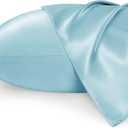 Bedsure King Size Satin Pillowcase Set of 2 - Light Blue Silky Pillow Cases for Hair and Skin with Envelope Closure, Similar to Silk Pillow Cases, Gifts for Women Men, 20x36 Inches, 2pcs