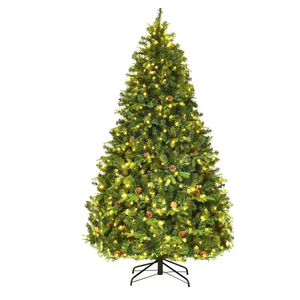 7 ft. Pre-Lit Artificial Christmas Tree Hinged with 460 LED Lights and Pine Cones