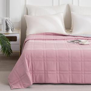 GOHOME King Size Weighted Blanket(25lbs, 88"x104"), Queen or King Size Bed Adult Heavy Blanket with 100% Soft Cotton and Glass Beads, Fresh Pink