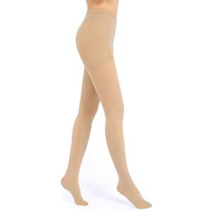 KTINNEAD 20-30 mmHg Compression Pantyhose for Women, Closed Toe Medical Compression Stockings, Waist High Opaque Compression Tights for Edema, Varicose Veins, Swelling, Pregnant, Teacher, Doctor (3XL, Beige3)