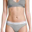 Calvin Klein Women's Motive Cotton Lightly Lined Bralette (Small, Grey Heather)