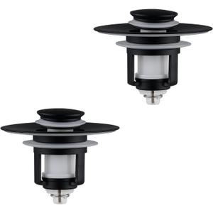Universal 2 in 1Bathroom Sink Stopper, 2 Pack Pop Up Bathroom Sink Drain Strainer for 1.06"-1.65" Basin Drain Holes, Anti Clogging Drain Filter (Matte Black(s)-2p)