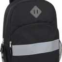 Trail maker Kids Reflective Backpack for School, Colorful Backpack with Reflector Strips, Side Pocket, Padded Straps (Black)