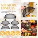 5 Pcs Metal Mesh Food Cover for Outdoors Include 18.5 In Extra Large Mesh Food Tents Fly Fruit Screen Food Net 4 Pcs 11 In Large Dome Plate Covers for Dinner Plates Reusable Picnic Food (Black)