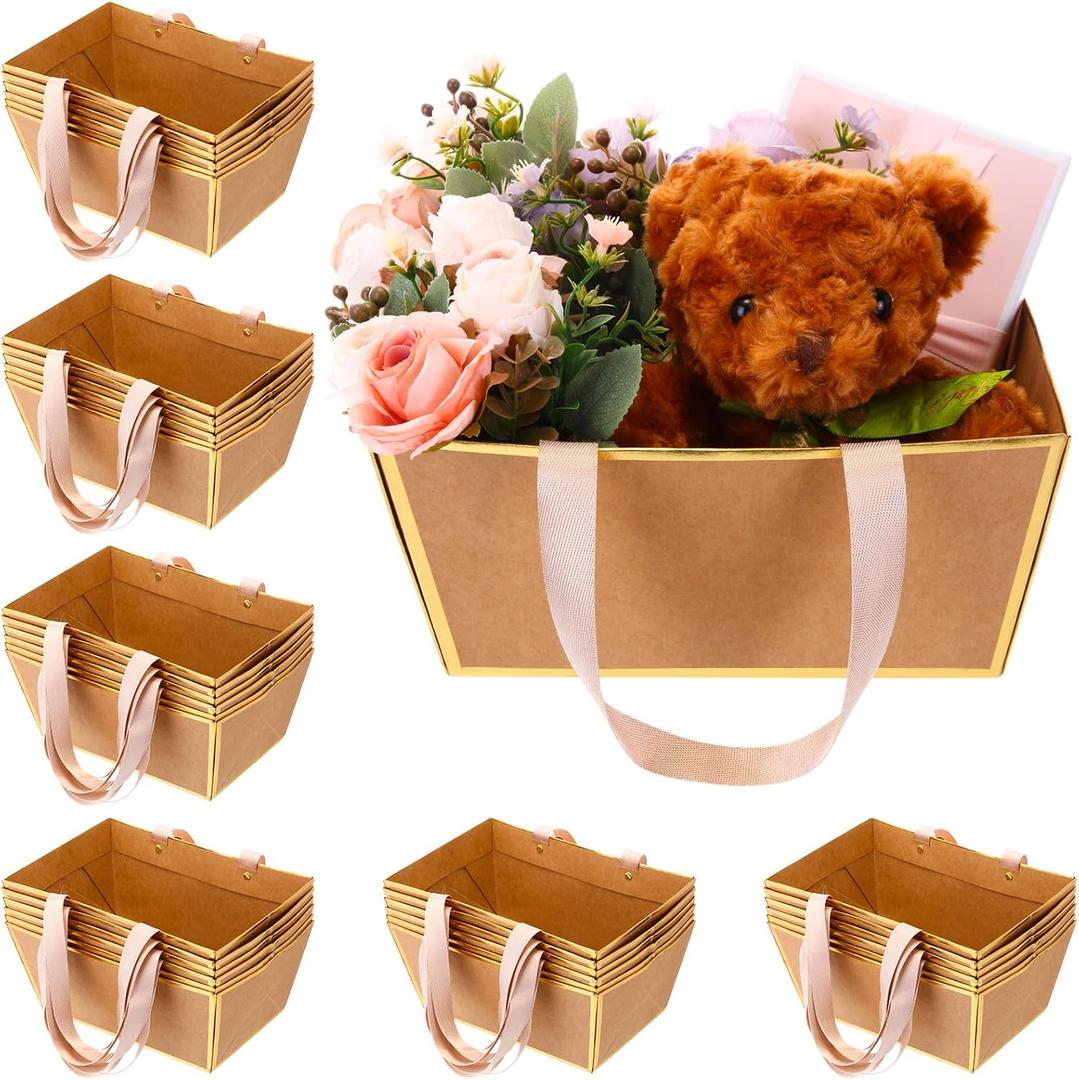 Pinkunn 48 Pcs Christmas Basket for Gifts Empty DIY Bulk Party Gift Basket Kit with Handles Market Trays for Packages Wrapping Wedding Party Anniversary Display