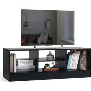 Modern 47.2 TV Stand for 55 inch TV, Farmhouse Small Entertainment Center with Storage Cabinets, Wood Media Console for Living Room, Bedroom, Office