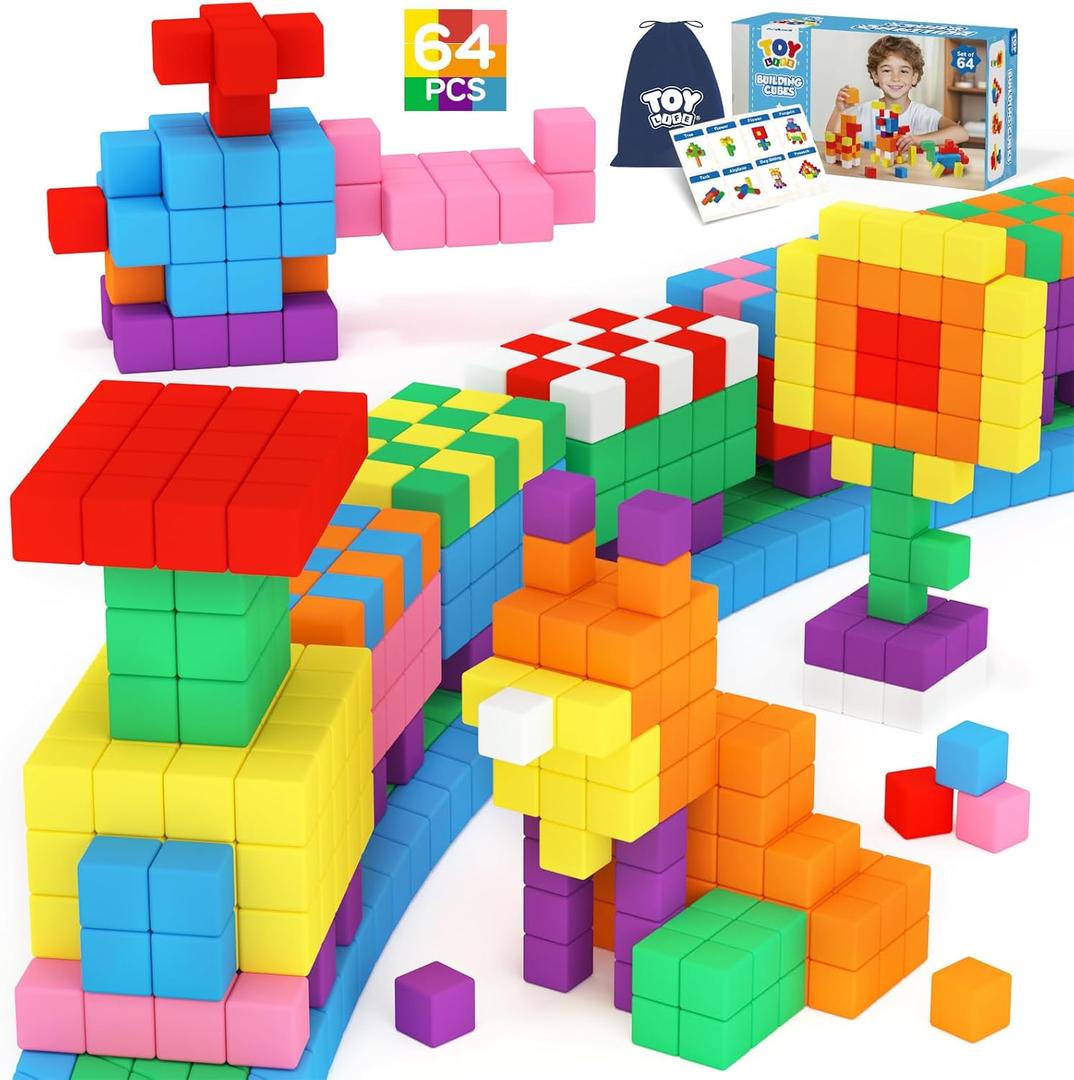 64PCS Magnetic Blocks, Magnetic Building Blocks for Kids Ages 3 4 5 6 Year Old, Magnet Cubes, Autism Montessori Toys, Preschool STEM Educational Sensory Magnet Toys Gifts for Kids 3-5 4-8