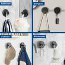 2 x 2 Pcs Matte Black Suction Cup Hooks for Shower, Bathroom, can be Installed on Smooth Glass Doors, Mirrors, Tiles loofahs, Towels, Coats, Bathrobes Hook Holders, can be Hung up to 15 lbs