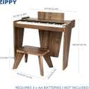 ZIPPY Kids Piano Keyboard, 37 Keys Digital Piano for Kids, Touch Sensitive Control Panel, Built-in Songs, Volume Adjustable, Music Educational Instrument, Wood Piano for 3+ Girls and Boys(Walnut Plus), 12.6 x 22.4 x 18.1 inches